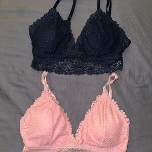 Laura Ashley Lace Bralette Set - Navy Blue and Pink size large